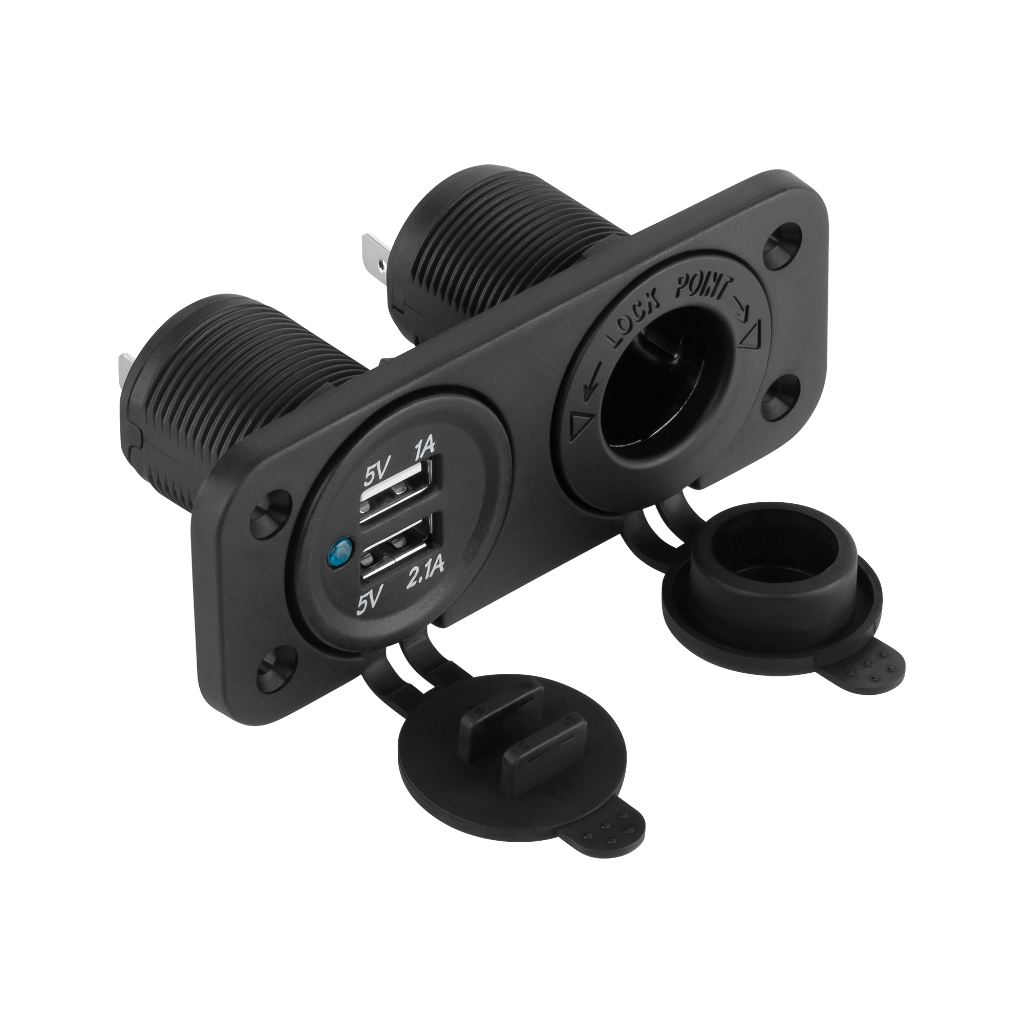 LEC-PY-CHR0002--Typ: MontażowaŁączność: USB Rodzaj łącza: 2 porty USB + gniazdo zapalniczkiNapięcie wejściowe: DC 12-24 VNapięcie wyjściowe: 5 VPrąd wyjściowy:USB 1: 1000 mAUSB 2: 2100 mAZabezpieczenia: Przed przepięciem, przeciążeniem, przeładowaniem, przegrzaniemC