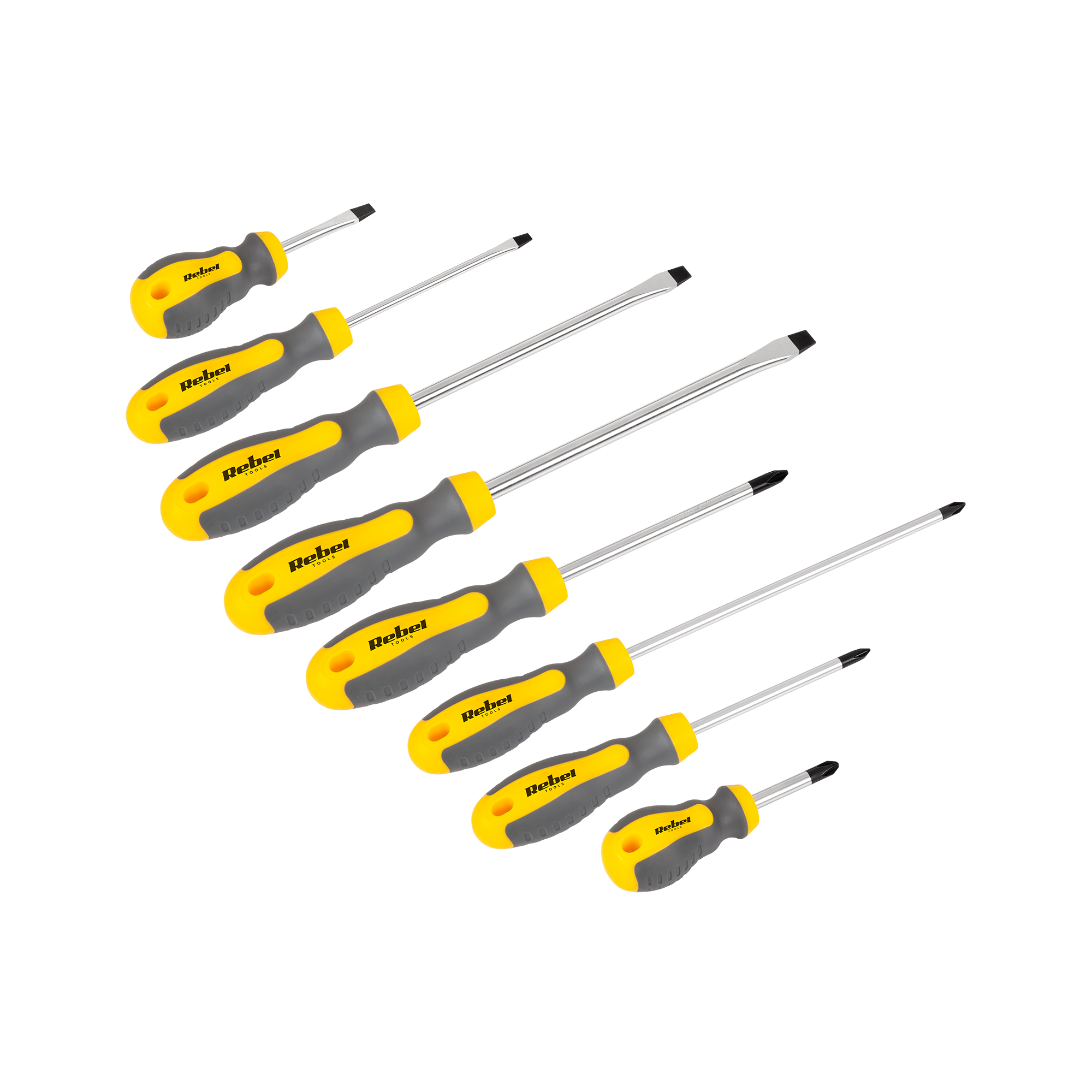 LEC-RB-1100--Zestaw śrubokrętów Rebel ToolsŚrubokręt to jedno z podstawowych narzędzi, które musisz mieć w swoim warsztacie. To odpowiednio dobrane narzędzie, stanowi bowiem centrum dowodzenia, dzięki któremu naprawisz wszystkie niespodziewane usterki. W ofercie 