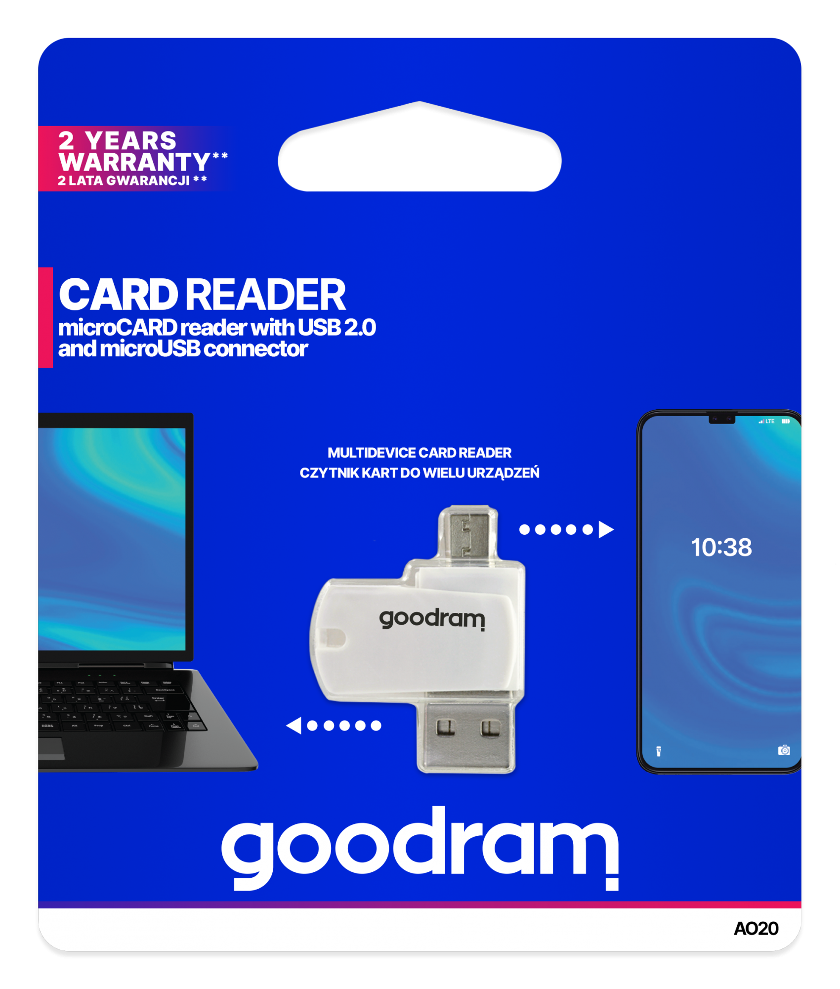LEC-TGD-AO20MW01R11--Czytnik dwustronny Czytnik dwustronny dedykowany do kart microSD, złącza USB i USB microB. To fantastyczny gadżet reklamowy i rozwiązanie łączące funkcjonalność kilku urządzeń w jednym. Jest wyposażony w złącza USB 3.0 i USB microB, umożliwiające swo