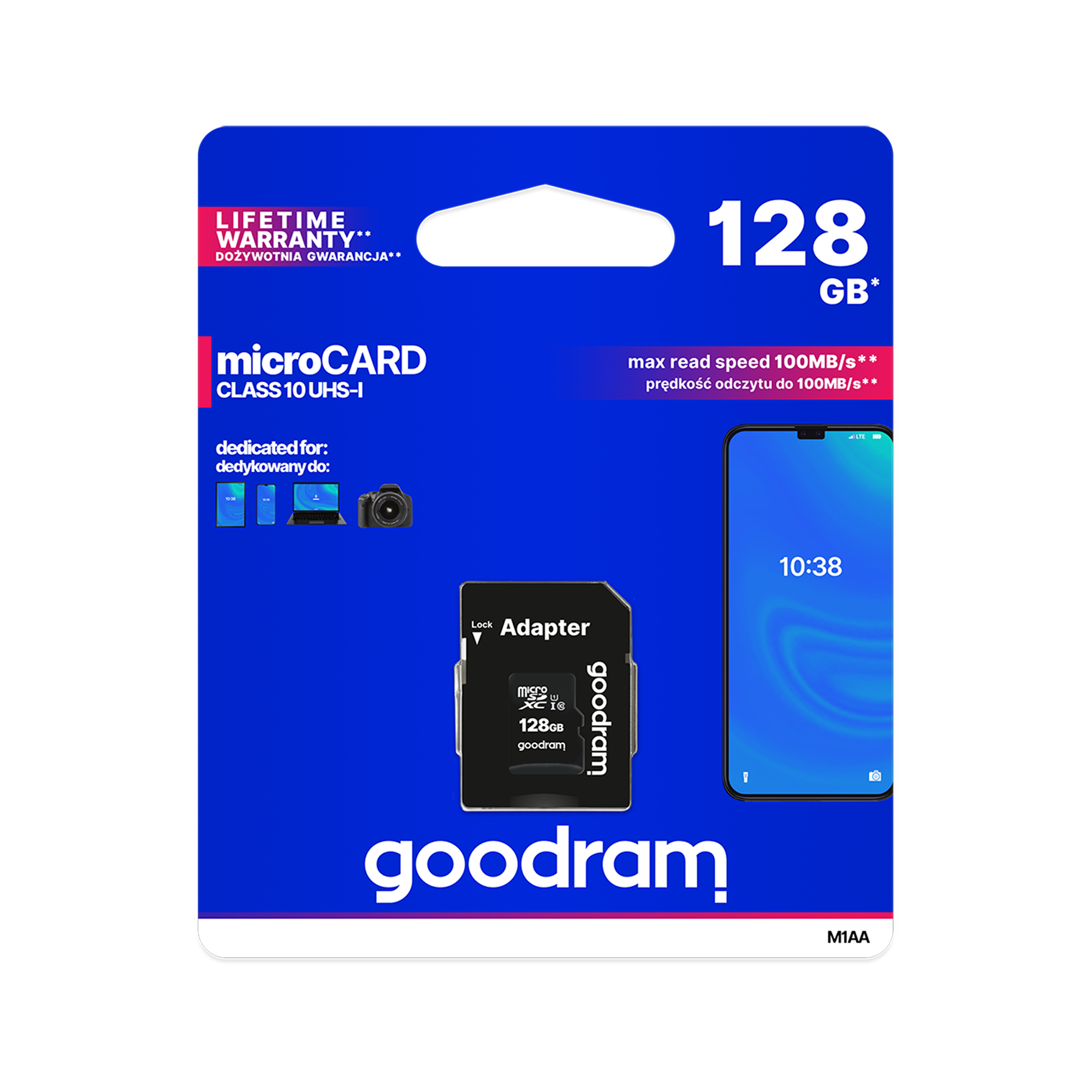 LEC-TGD-M1AA1280R12--Szybki interfejs UHS-IW karcie zastosowano szybki interfejs UHS-I, kt&amp;oacute;ry znacząco wpływa na zwiększenie parametr&amp;oacute;w pracy do 100 MB/s (odczyt) i od 10 MB/s (zapis). Ma to bezpośredni wpływ na jakość i niezawodność wykonyw