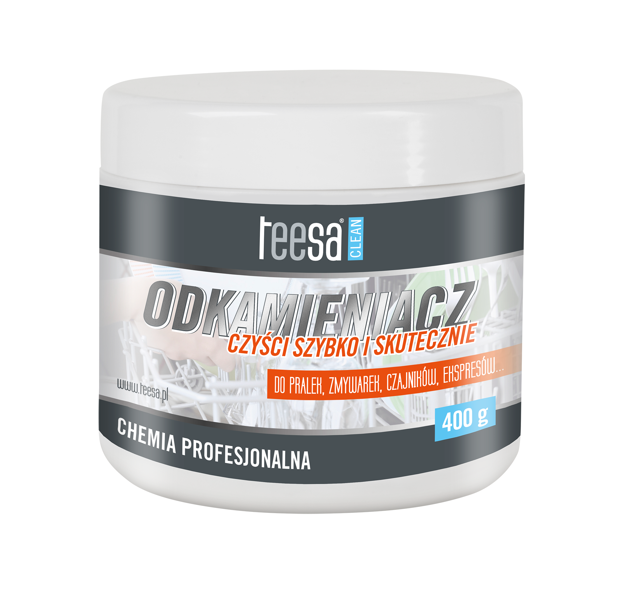 LEC-TSA0010--Chcesz pozbyć się kamienia z czajnika, ekspresu do kawy, pralki czy zmywarki? Wystarczy że zastosujesz profesjonalny odkamieniacz w proszku Teesa. Ten skuteczny środek czystości w szybko i skutecznie pomoże Ci pozbyć się nalotu i kamienia z element&a