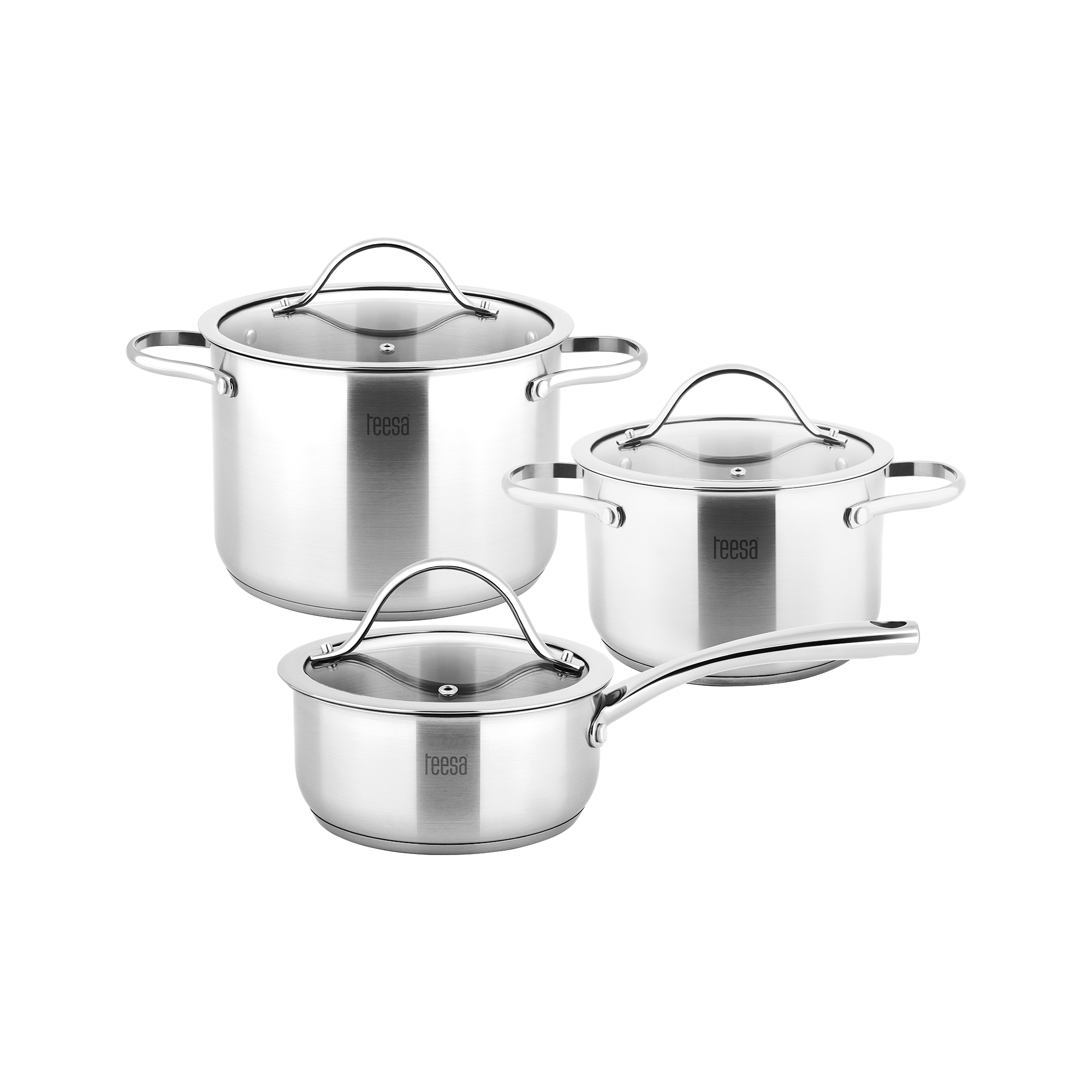 LEC-TSA0141--Garnki ze stali nierdzewnej Teesa COOK EXPERT MASTERSolidne garnki ze stali nierdzewnej, to podstawa w każdej kuchni. Dlatego z myślą o tym przygotowany został komplet garnków Teesa COOK EXPERT MASTER. W skład zestawu wchodzą: garnek ze stali nierdze
