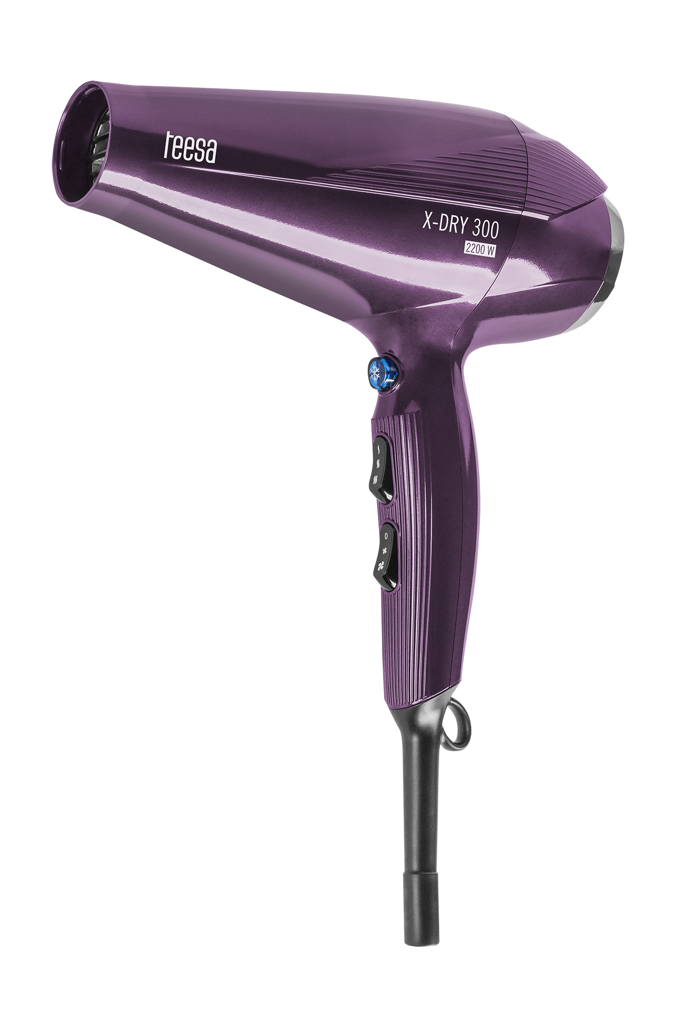 LEC-TSA0512--Suszarka Teesa X-DRY 300, to komfortowe w obsłudze urządzenie o dużej mocy do 2200 W, kt&amp;oacute;re umożliwia wysuszenie włos&amp;oacute;w szybko i efektywnie. Dzięki 3 poziomom temperatury i 2 prędkościom nawiewu, można dostosować pracę s