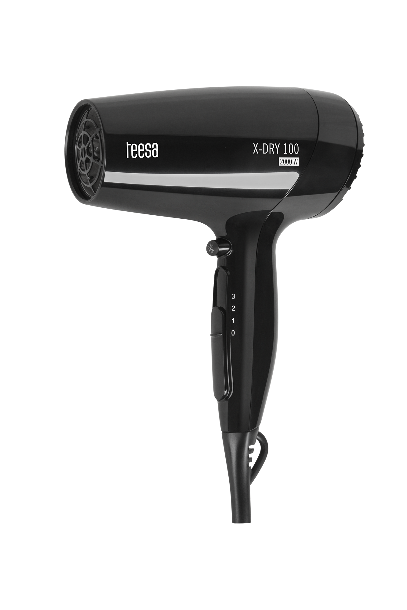 LEC-TSA0513--Suszarka Teesa X-DRY 100 to lekkie i poręczne urządzenie o mocy 2000 W, kt&amp;oacute;re umożliwia wysuszenie włos&amp;oacute;w szybko i efektywnie. X-DRY 100 daje możliwość wyboru 3 prędkości nawiewu, co pozwala w pełni kontrolować suszenie 