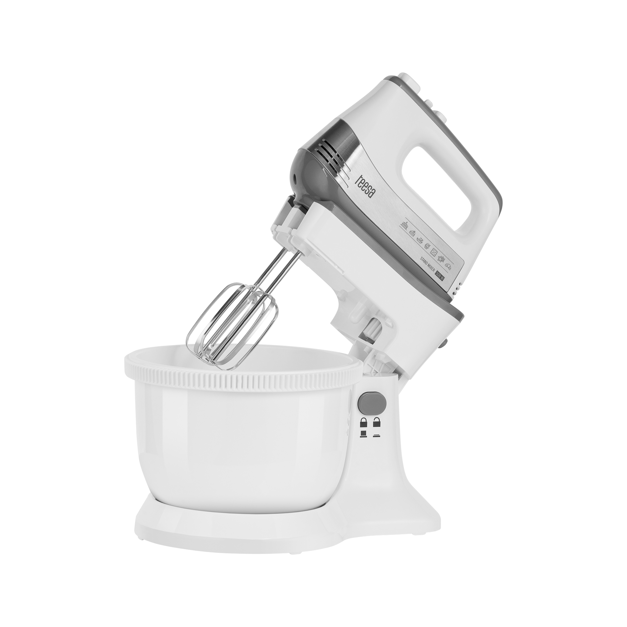 LEC-TSA3548--Mikser z misą obrotową Teesa TSA3548Każdy miłośnik kuchennych rewolucji potrzebuje dobrego sprzętu AGD, który uprzyjemni testowanie kolejnych przepisów. Mikser ręczny z obrotową misą o pojemności 3,4 litra to bez wątpienia urządzenie, które powinno z