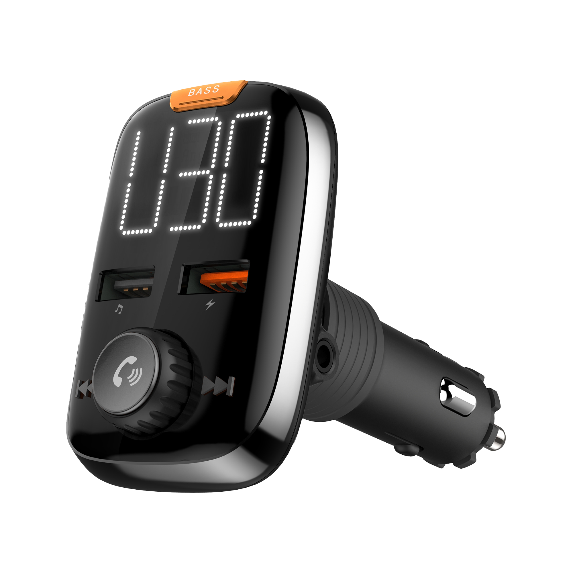 LEC-URZ0465-2--Transmiter samochodowy z funkcją Bluetooth (2x gniazda USB)