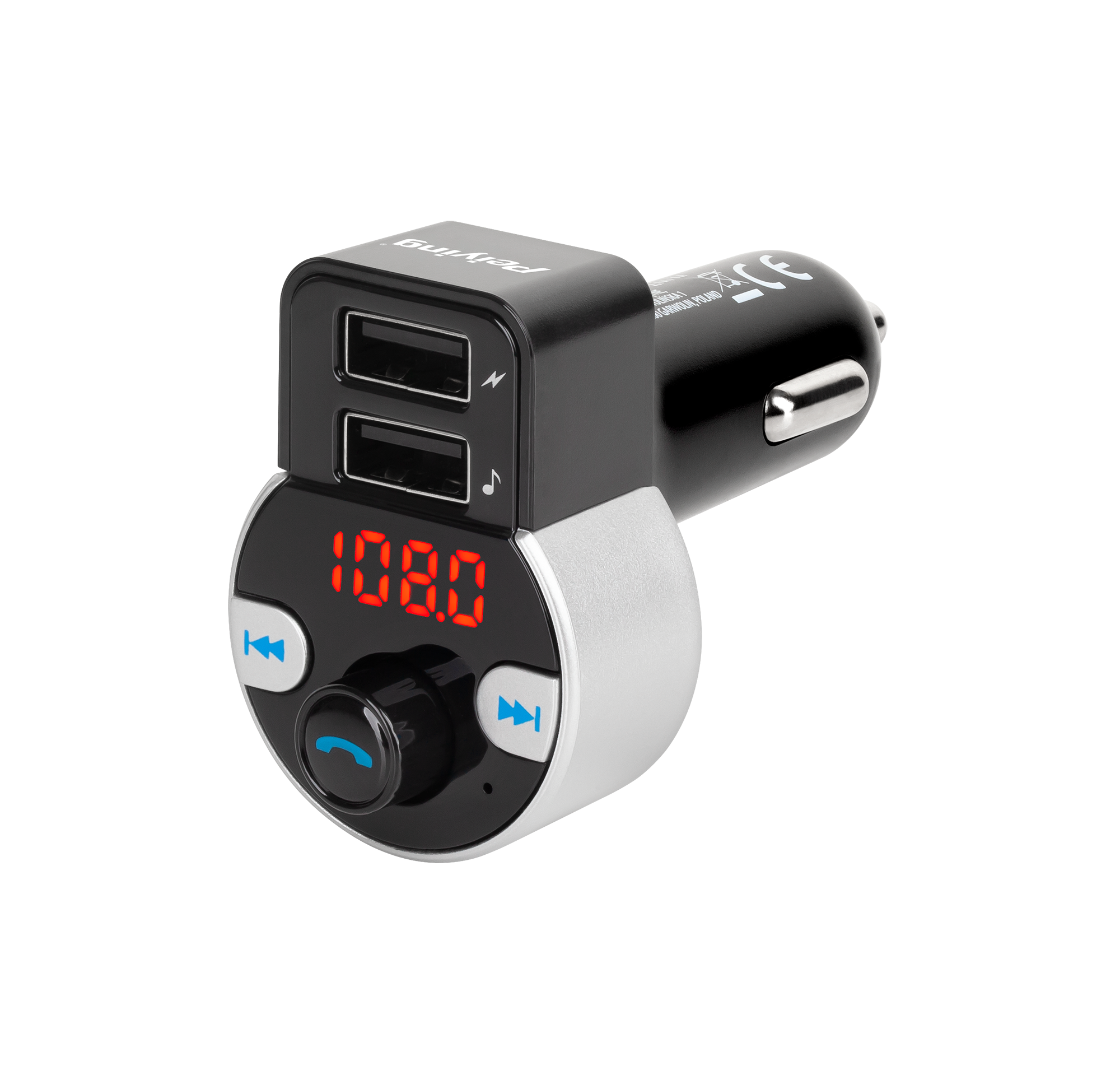 LEC-URZ0481--Transmiter samochodowy z funkcją  bluetooth (2 gniazda USB)