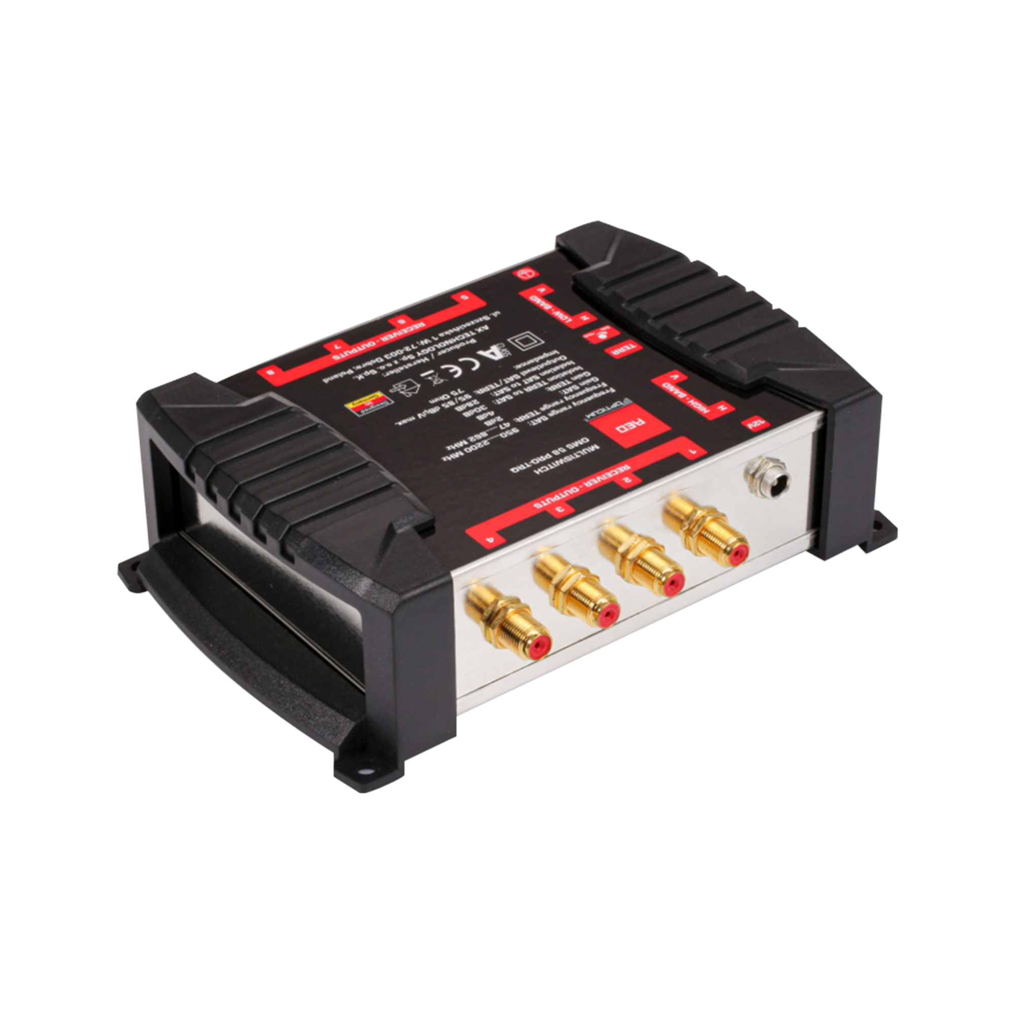 LEC-URZ0630--Multiswitch OPTICUM OMS 5/8 PRO TRQ PLATINIUMMultiswitch przeznaczony jest do instalacji antenowej systemu telewizji satelitarnej DVB-S2 i naziemnej DVB-T2.Pozłacane gniazda w sposób istotny zmniejszają straty sygnału na przyłączu kabli antenowych, o