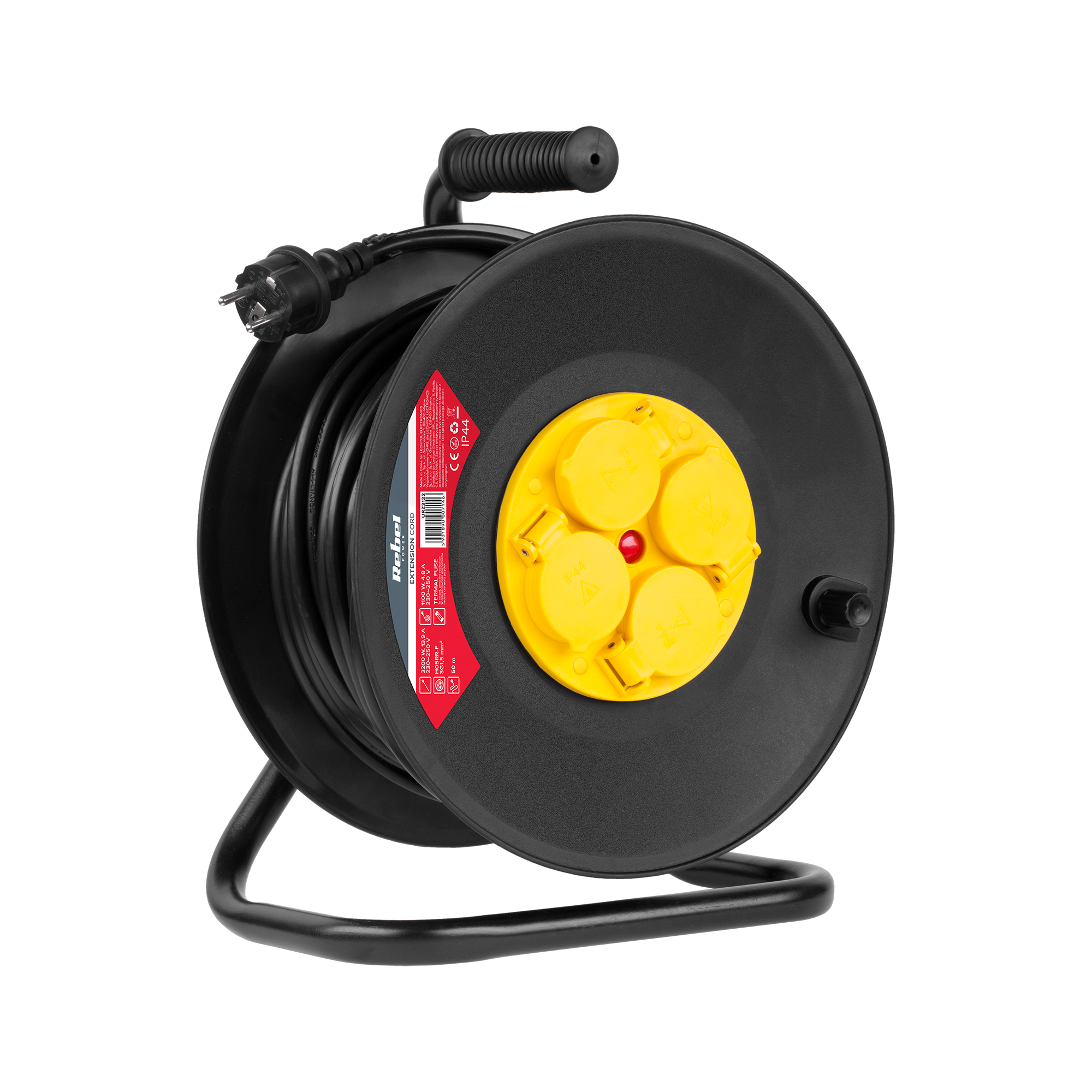 LEC-URZ3122--Ilość gniazd: 4 Długość: 50 m  (3x 1,5 mm2)Napięcie maksymalne: 250 V / 50 HzObciążenie maksymalne: 3200 WPrąd znamionowy: 16 APrzeznaczenie: Do użytku zewnętrznego (IP44)---Uwaga:Bezpiecznik termiczny. W celu ponownego uruchomenia nacisnąć czerwony 