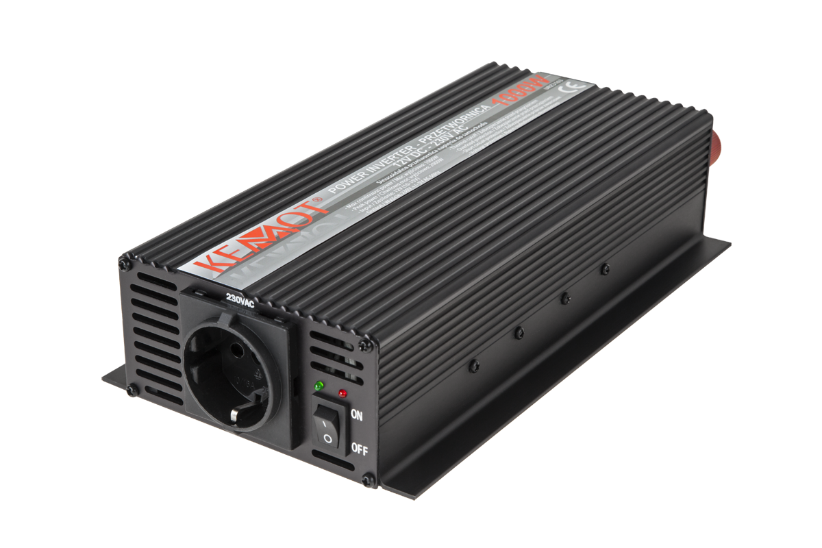 LEC-URZ3166--Przetwornica napięcia do samochodu 24 V DC/230 V ACMoc wyjściowa: 1000 W Chwilowa moc wyjściowa: 2000 W Zasilanie: 24 V (21-30 V) Wyjście: 230 V +/-5 V AC; 50 Hz Gniazdo typu niemieckiegoZabezpieczenia wewnętrzne: Alarm niskiego poziomu akumulatora (