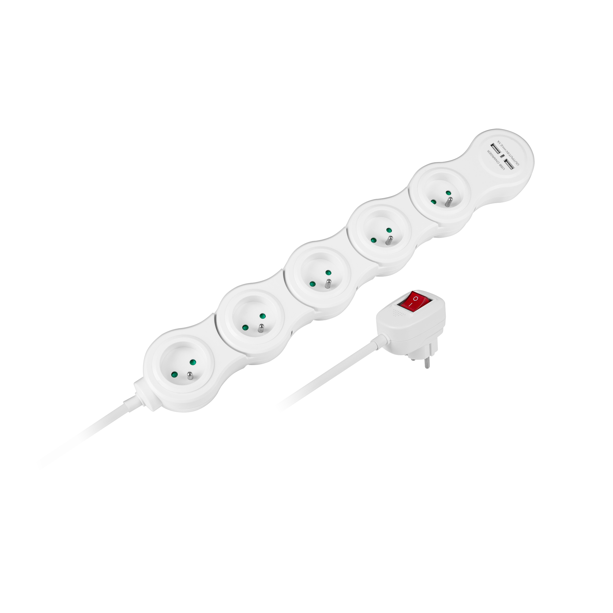 LEC-URZ3258--Ilość gniazd: 5Ilość gniazd USB: 2 (łacznie 2,4 A)Przewód: 1,5 m (3G1,5 mm)