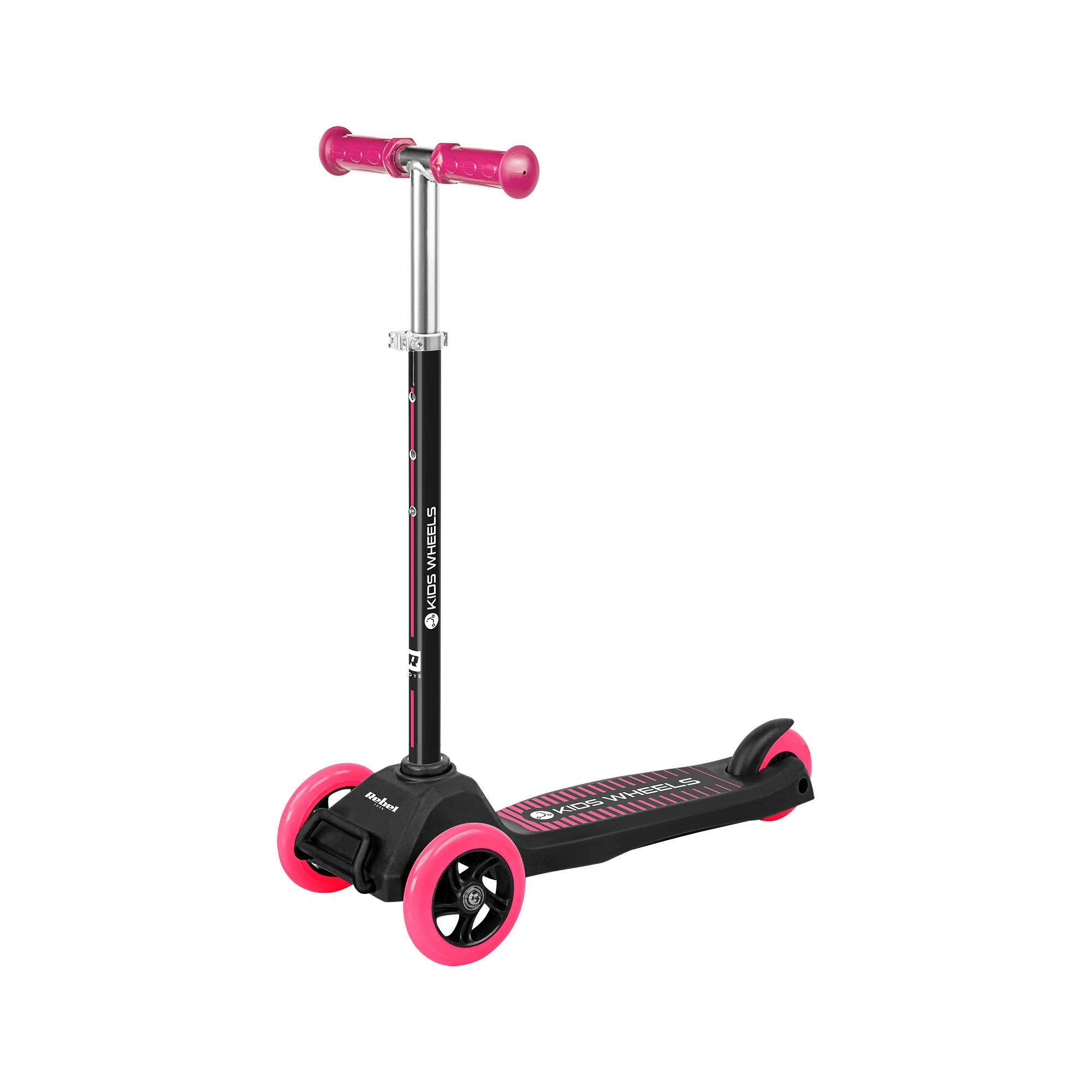 LEC-ZAB0121P--Trójkołowa hulajnoga dla dzieci Rebel Kids WheelsSzukasz prezentu dla dziecka? Hulajnoga Rebel Kids Wheels będzie świetnym wyborem! Taki pojazd nie tylko dostarczy mnóstwa rozrywki, ale także pomoże ćwiczyć równowagę. Co ważne, Rebel Kids Wheels jest
