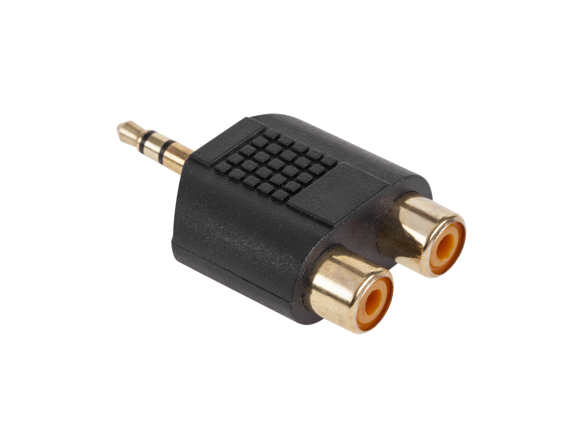 LEC-ZLA0299--Złącze wtyk minijack 3,5mm - 2x gniazda RCA, plastik, pozłacane końcówkiMin. zamówienie: 25szt.