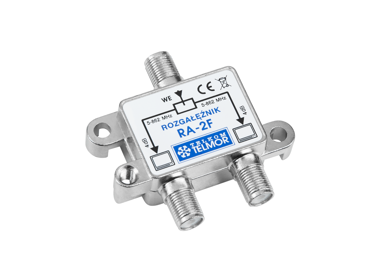 LEC-ZLA0648--Zakres częstotliwości pracy: 5 - 862 MHzRównomierny podział mocy sygnału wejściowego na 2 lub 3 wyjściaGniazda typu ?F?Solidna, odlewana obudowa ZnAl zapewniająca bardzo dobre ekranowaniePrzeznaczenie: rozgałęzianie lub sumowanie sygnałów radiowych i