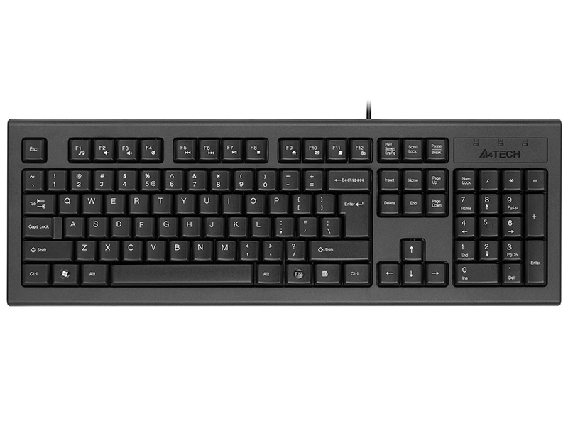 A4TKLA19739--Klasyczna klawiatura w ofercie A4Techa ze złączem USB. Elegancki i ultra-płaski design oraz zaokrąglone wygodne klawisze to główne cechy tego produktu.
