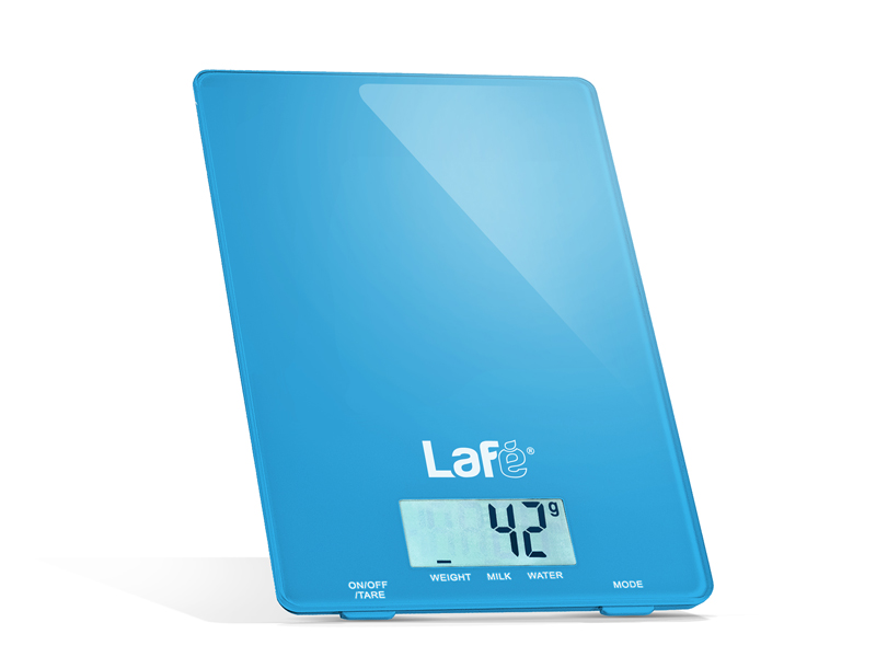 LAFWAG44597--Waga LAFE WKS001.4 to elektroniczna waga kuchenna w kolorze niebieskim. Niezwykle pomocna przy przygotowywaniu dań wymagających określonych porcji produktów. Jej szklana platforma o wymiarach 22x15 cm wyposażona w bardzo precyzyjne czujniki, pozwala 