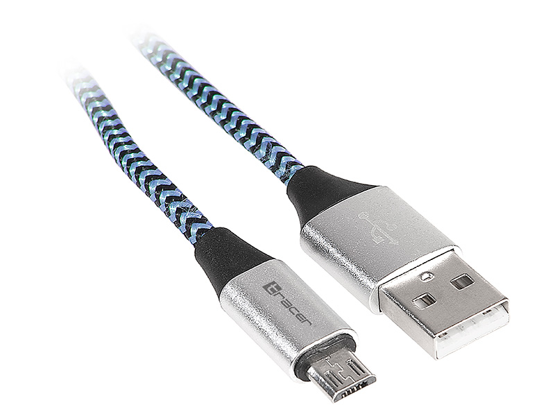 TRAKBK46263--Nowoczesny kabel w oplocie z uniwersalną końcówką micro USB. Pasuje do telefonów, tabletów, głośników, smartwatchy, urządzeń inteligetnego domu i innych kompatybilnych sprzętów z portem micro USB. Kabel można podłączyć do ładowarki z portem USB, do k