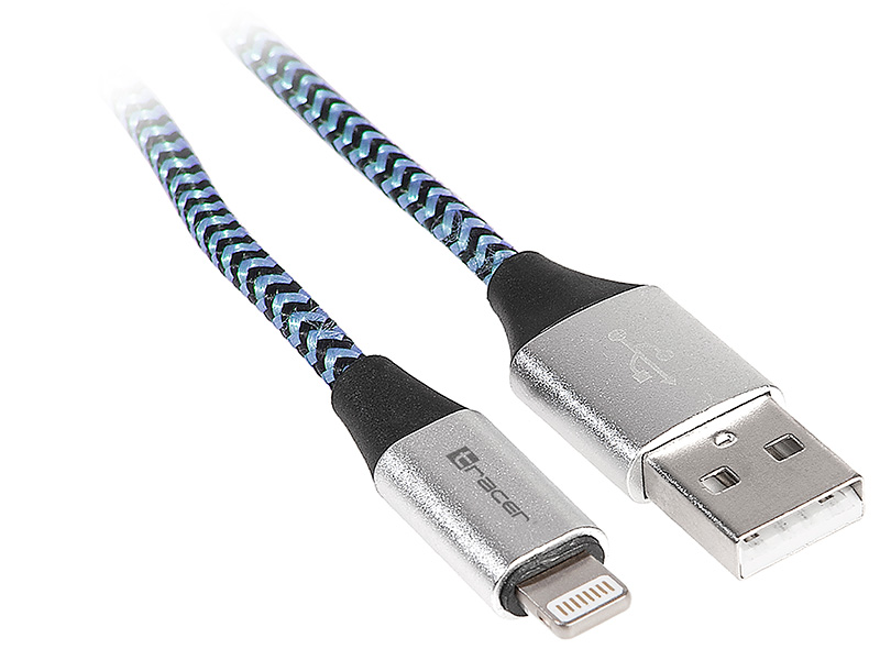 TRAKBK46269--Nowoczesny kabel w oplocie z uniwersalną końcówką Lightning. Pasuje do iPhone'ów i iPadów i zadowoli każdego fana urządzeń z logiem nadgryzionego jabłka.Kabel można podłączyć do ładowarki z portem USB, do komputera, netbooka czy innego źródła en