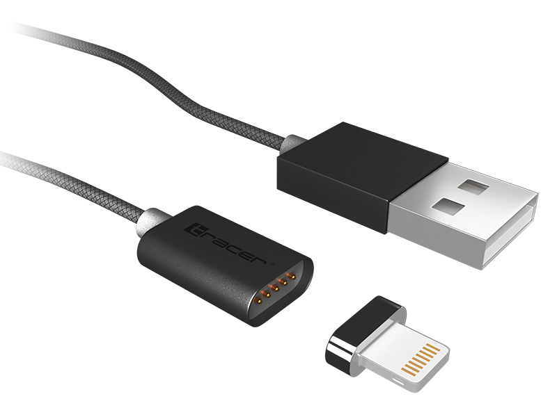 TRAKBK46274--Nowoczesny kabel magnetyczny z uniwersalną końcówką typu Lightning. Pasuje do iPhone'ów i iPadów i zadowoli każdego fana urządzeń z logiem nadgryzionego jabłka. Kabel można podłączyć do ładowarki z portem USB, do komputera, netbooka czy innego ź