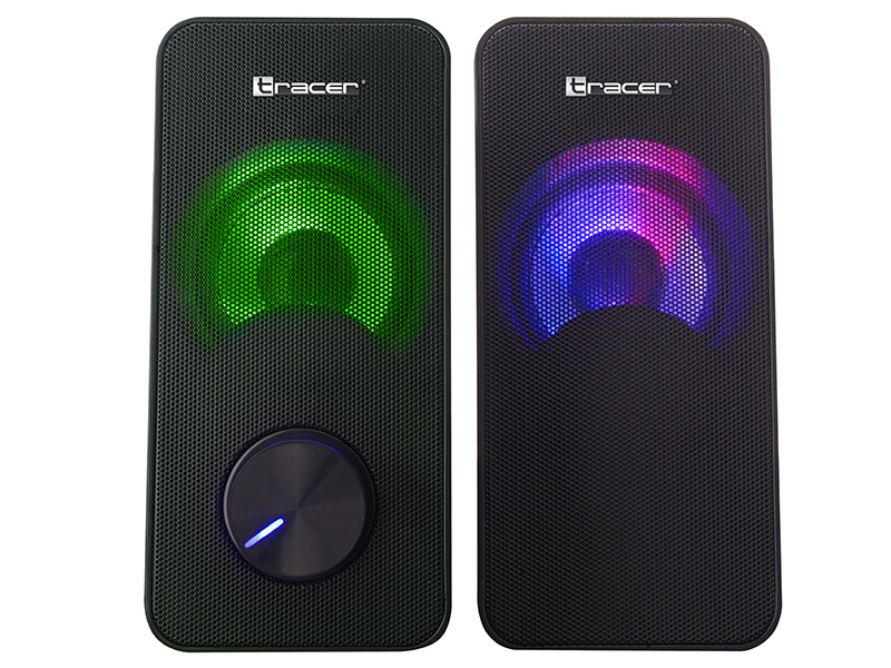 TRAGLO46366--Głośniki 2.0 TRACER Loop wyróżniają się przede wszystkim nowoczesnym designem. Dzięki zastosowaniu tęczowego podświetlenia RGB nie można przejść obok nich obojętnie. Odtwarzaj ulubioną muzykę, graj w gry, oglądaj filmy. Korzystaj z wyjątkowego podświ