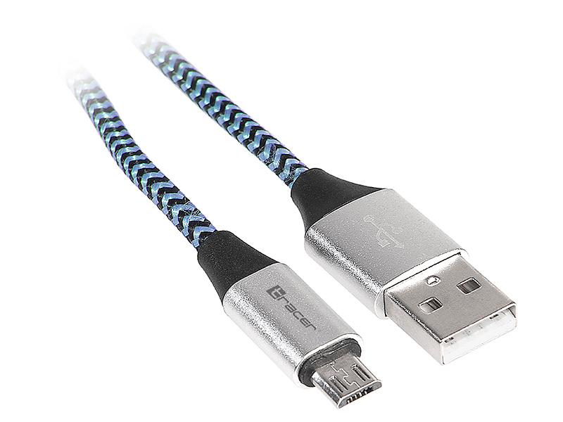 TRAKBK46929--Nowoczesny kabel w oplocie z uniwersalną końcówką micro USB. Pasuje do telefonów, tabletów, głośników, smartwatchy, urządzeń inteligetnego domu i innych kompatybilnych sprzętów z portem micro USB. Kabel można podłączyć do ładowarki z portem USB, do k