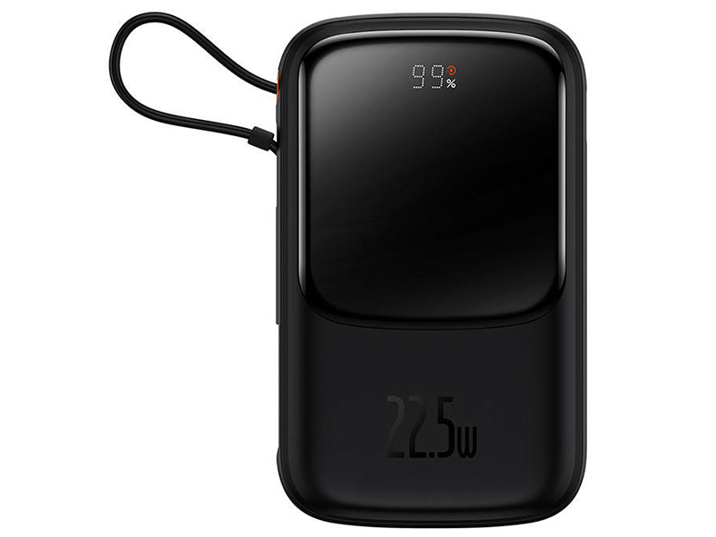 BASBAT47159--Powerbank Baseus Qpow Pro z kablem USB-C (czarny)Postaw na pojemny powerbank marki Baseus i ładuj swoje urządzenia szybko i bezpiecznie. Baseus Qpow Pro ma wbudowany kabel USB-C i 2 porty wyjścia, obsługuje też wiele protokołów szybkiego ładowania. P