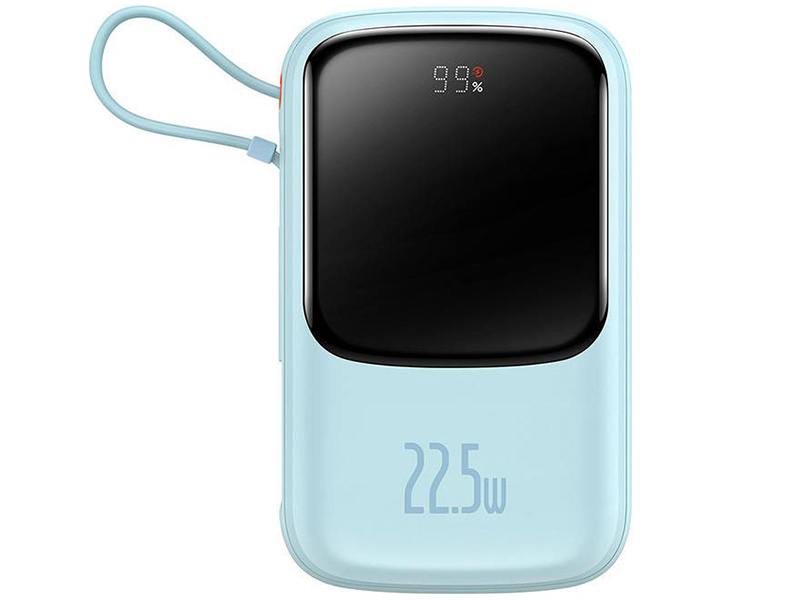 BASBAT47164--Powerbank Baseus Qpow Pro z kablem USB-C (niebieski)Postaw na pojemny powerbank marki Baseus i ładuj swoje urządzenia szybko i bezpiecznie. Baseus Qpow Pro ma wbudowany kabel USB-C i 2 porty wyjścia, obsługuje też wiele protokołów szybkiego ładowania