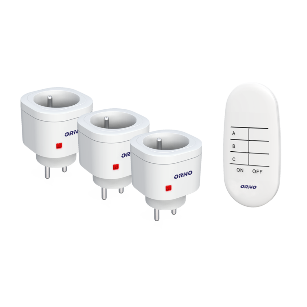 OR-GB-438(GS)--Urządzenie przeznaczone do bezprzewodowego włączania i wyłączania urządzeń elektrycznych wewnątrz pomieszczeń m.in. lampy, TV, wentylatory, klimatyzatory itp. Włączanie i wyłączanie realizowane jest za pomocą pilota (nadajnika). Learning system (auto