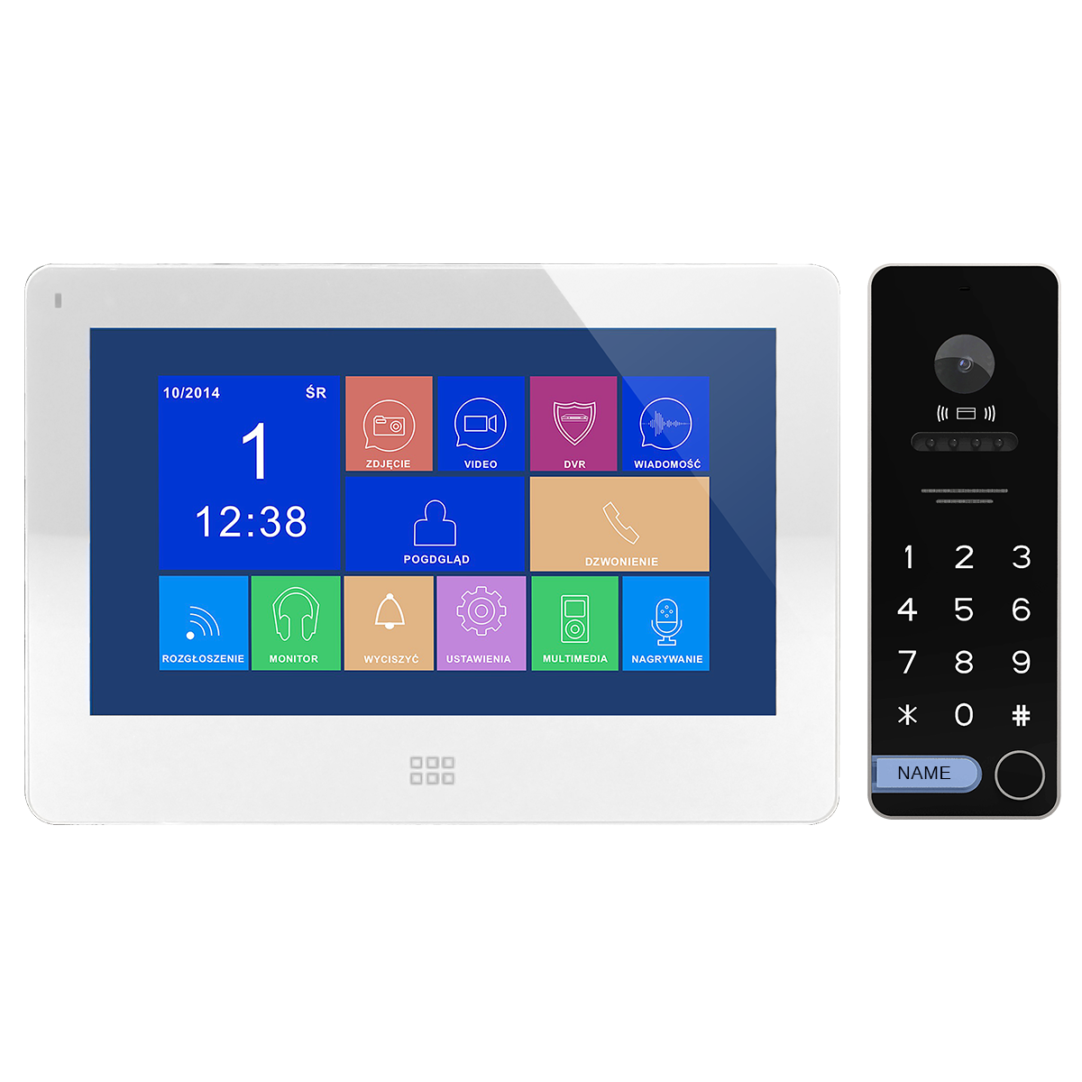 OR-VID-EX-1062/W--Przykładowy zestaw VIBELL: Nowoczesny zestaw wideodomofonowy TAURI MEMO składający się z kolorowego ultra płaskiego monitora LCD 7? oraz kasety z kamerą szerokokątną. Komunikacja między panelem wewnętrznym i zewnętrznym nie wymaga słuchawki. Urządzen