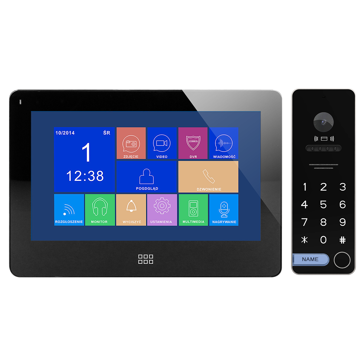 OR-VID-EX-1062/B--Przykładowy zestaw VIBELL: Nowoczesny zestaw wideodomofonowy TAURI MEMO składający się z kolorowego ultra płaskiego monitora LCD 7? oraz kasety z kamerą szerokokątną. Komunikacja między panelem wewnętrznym i zewnętrznym nie wymaga słuchawki. Urządzen