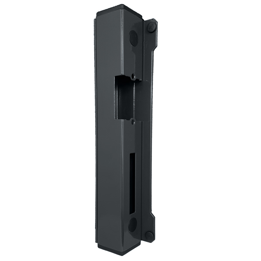 KE-1/B--Kaseta dla elektrozaczepu wykonana z profilu 40x40mm ocynkowana i pomalowana proszkowo. Służy jako obudowa oraz odbój do bramki. Może być montowana na słupki murowane np. z cegły klinkierowej jak i na słupki metalowe. Dzięki dwudzielnej konstrukcji j
