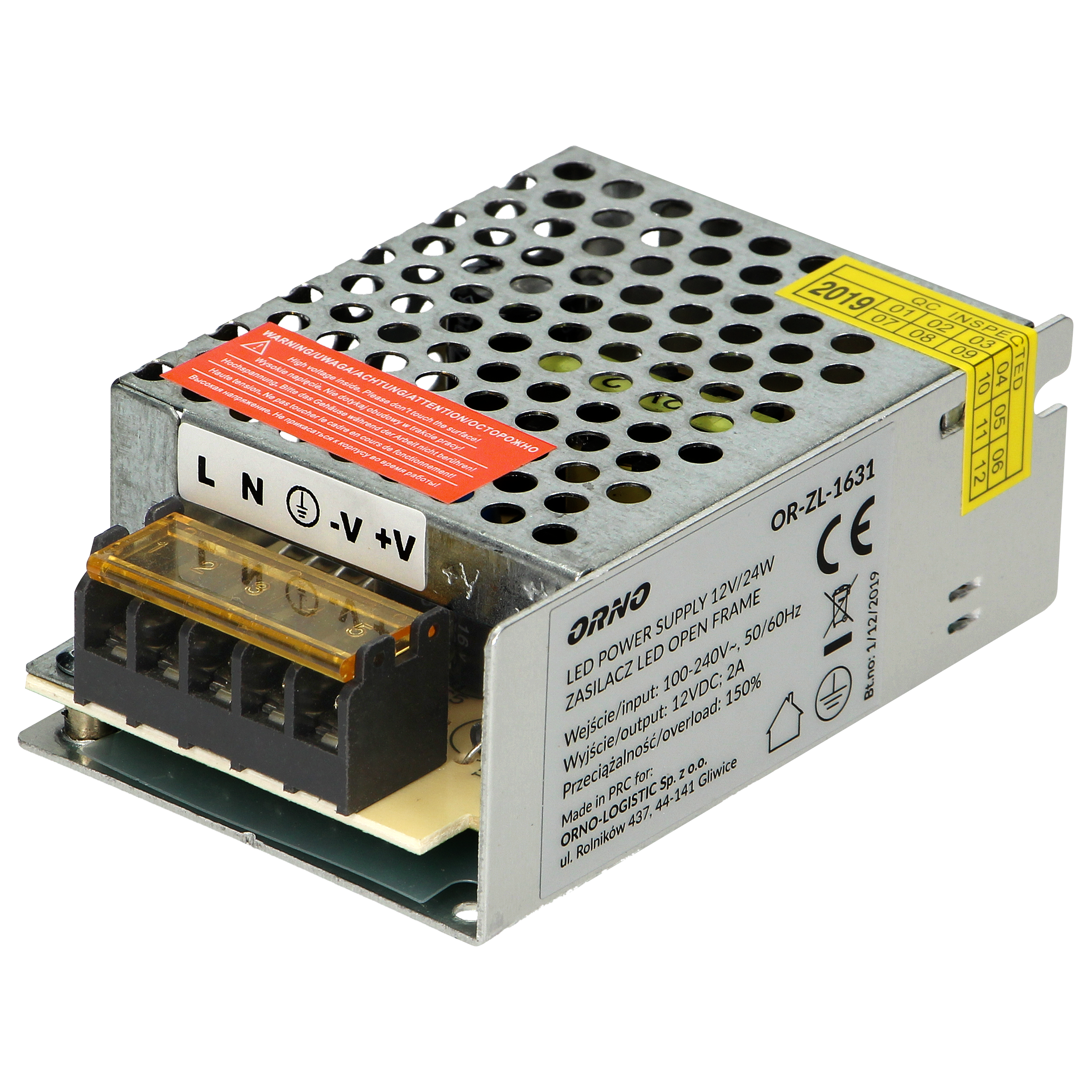 OR-ZL-1631--Małogabarytowy zasilacz modułowy typu open frame 25W, przeznaczony jest do zastosowań uniwersalnych. Posiada zabezpieczenie przeciwprzeciążeniowe i przeciwzwarciowe.