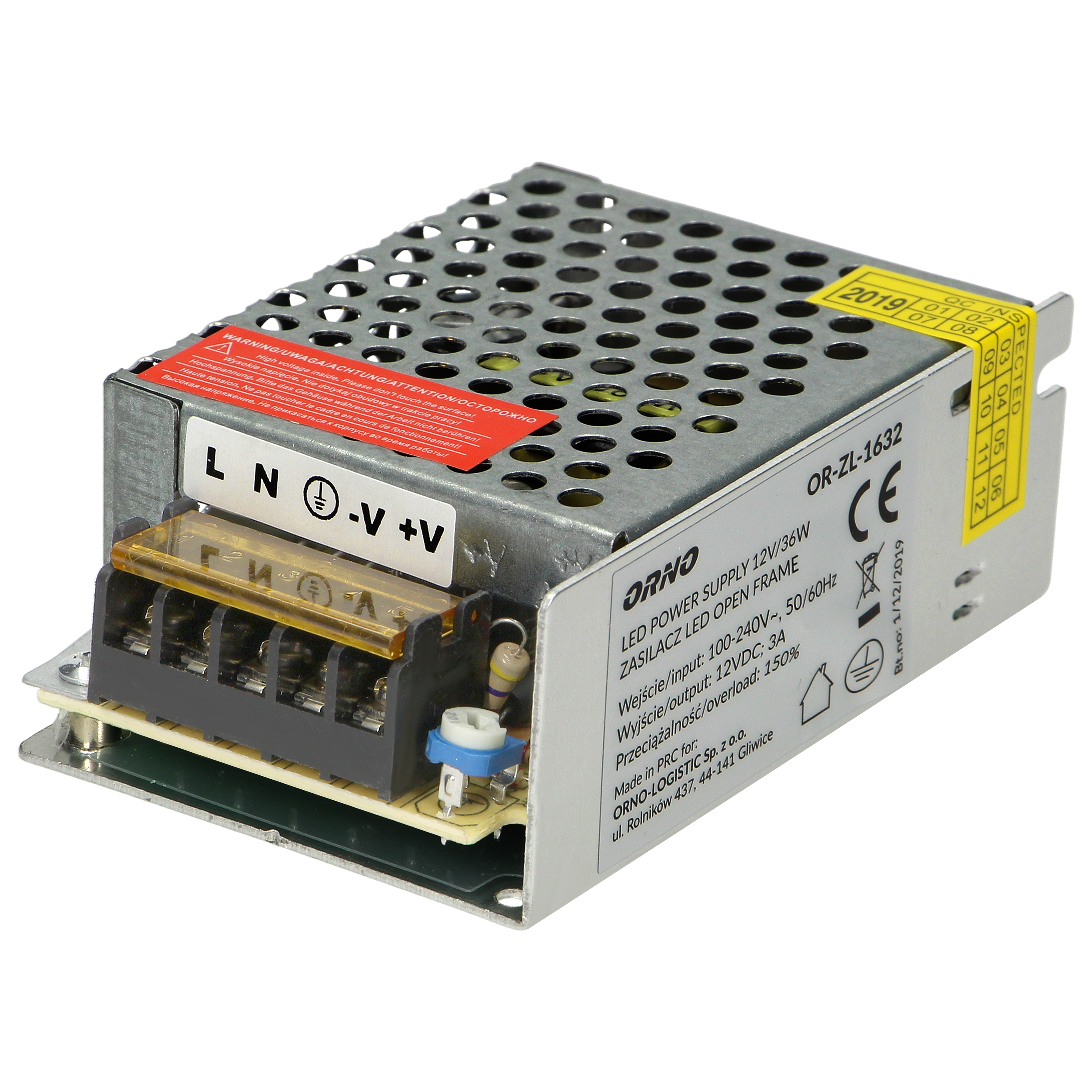 OR-ZL-1632--Małogabarytowy zasilacz modułowy typu open frame 35W, przeznaczony jest do zastosowań uniwersalnych. Posiada zabezpieczenie przeciwprzeciążeniowe, przeciwzwarciowe oraz regulację napięcia wyjściowego.