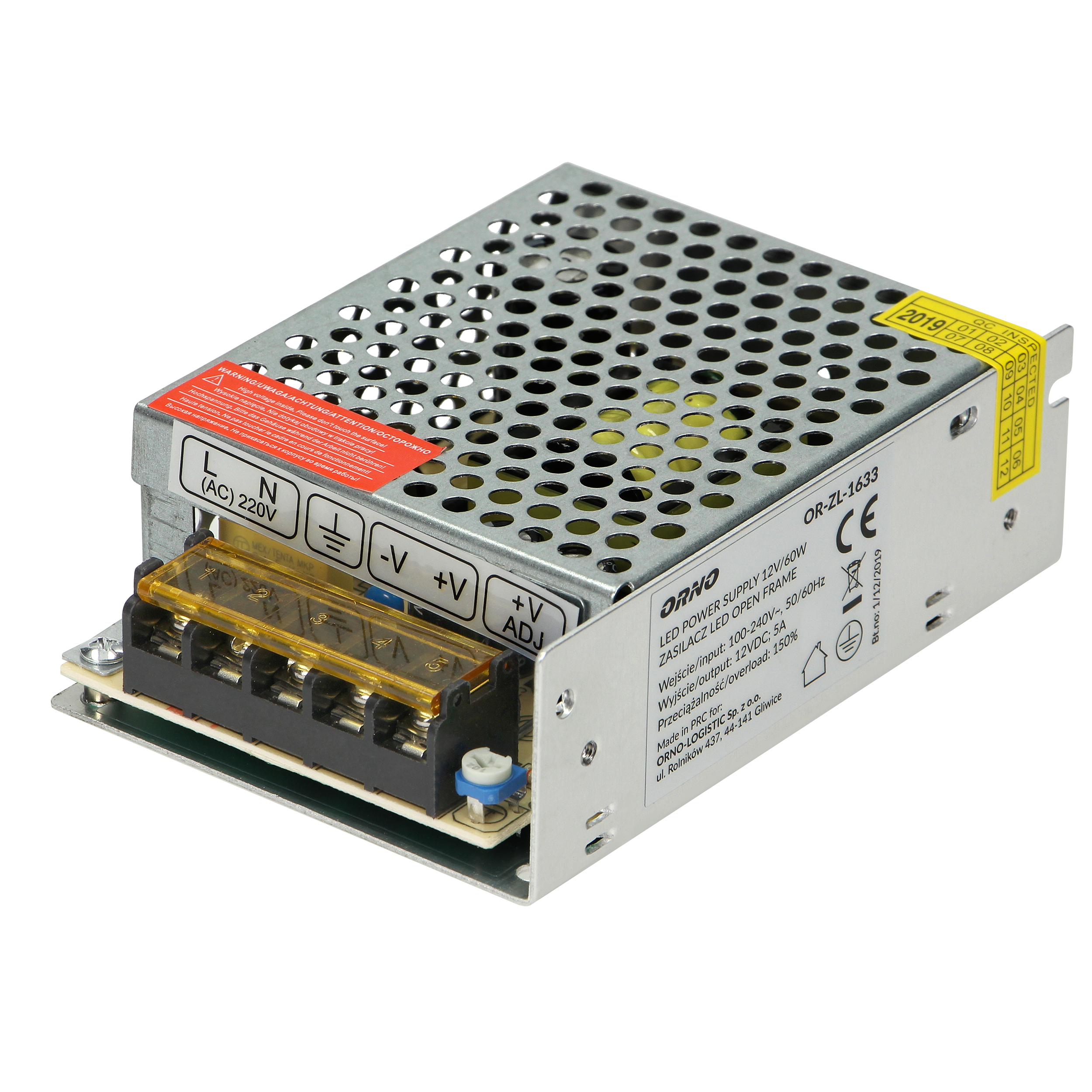 OR-ZL-1633--Małogabarytowy zasilacz modułowy typu open frame 60W, przeznaczony jest do zastosowań uniwersalnych. Posiada zabezpieczenie przeciwprzeciążeniowe, przeciwzwarciowe oraz regulację napięcia wyjściowego.