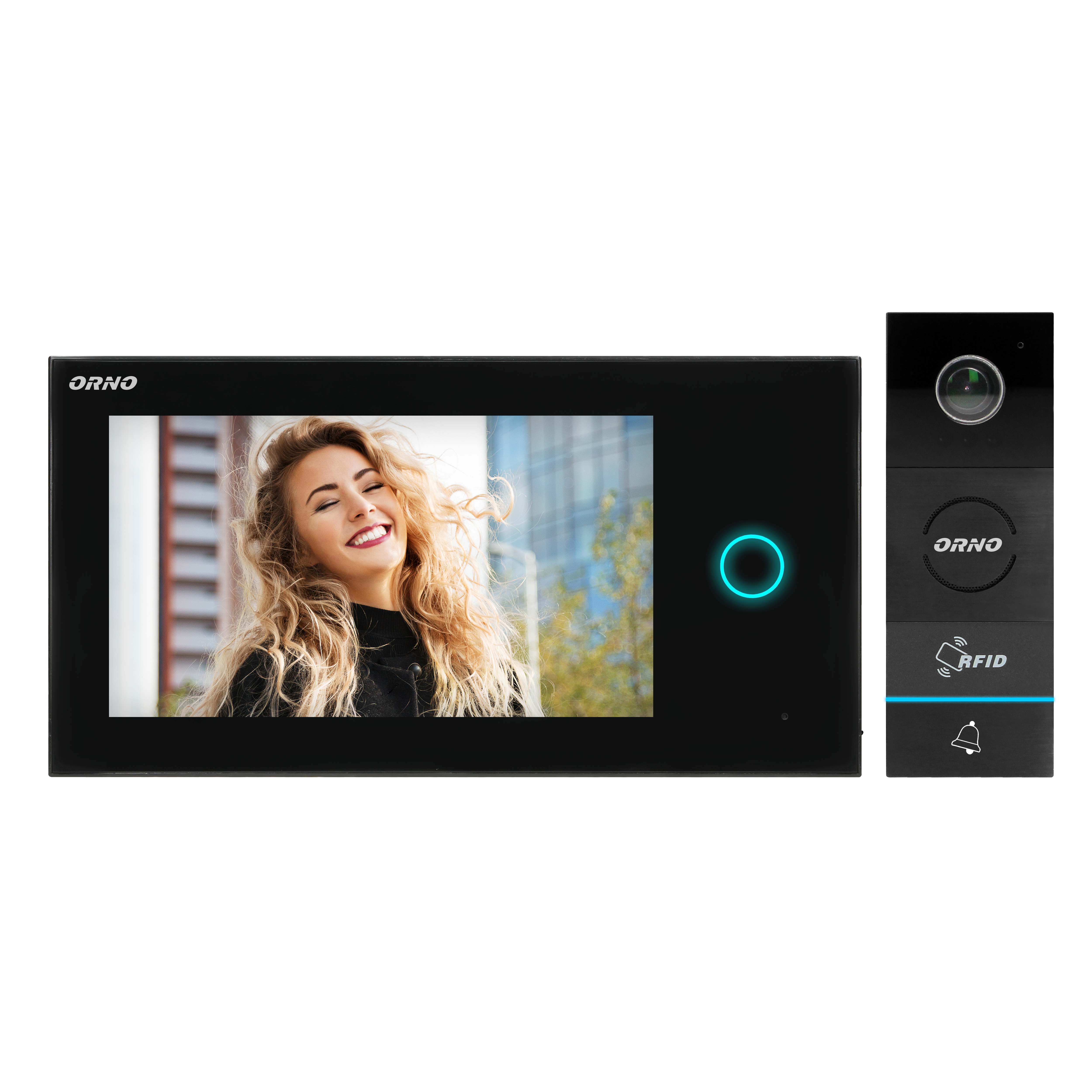 OR-VID-WI-1068/B--Nowoczesny zestaw wideo domofonowy APPOS składający się z kolorowego monitora LCD 7? oraz zewnętrznej kasety z szerokokątną, kolorową kamerą. Komunikacja między panelem wewnętrznym i zewnętrznym nie wymaga słuchawki. Po pobraniu darmowej aplikacji uż