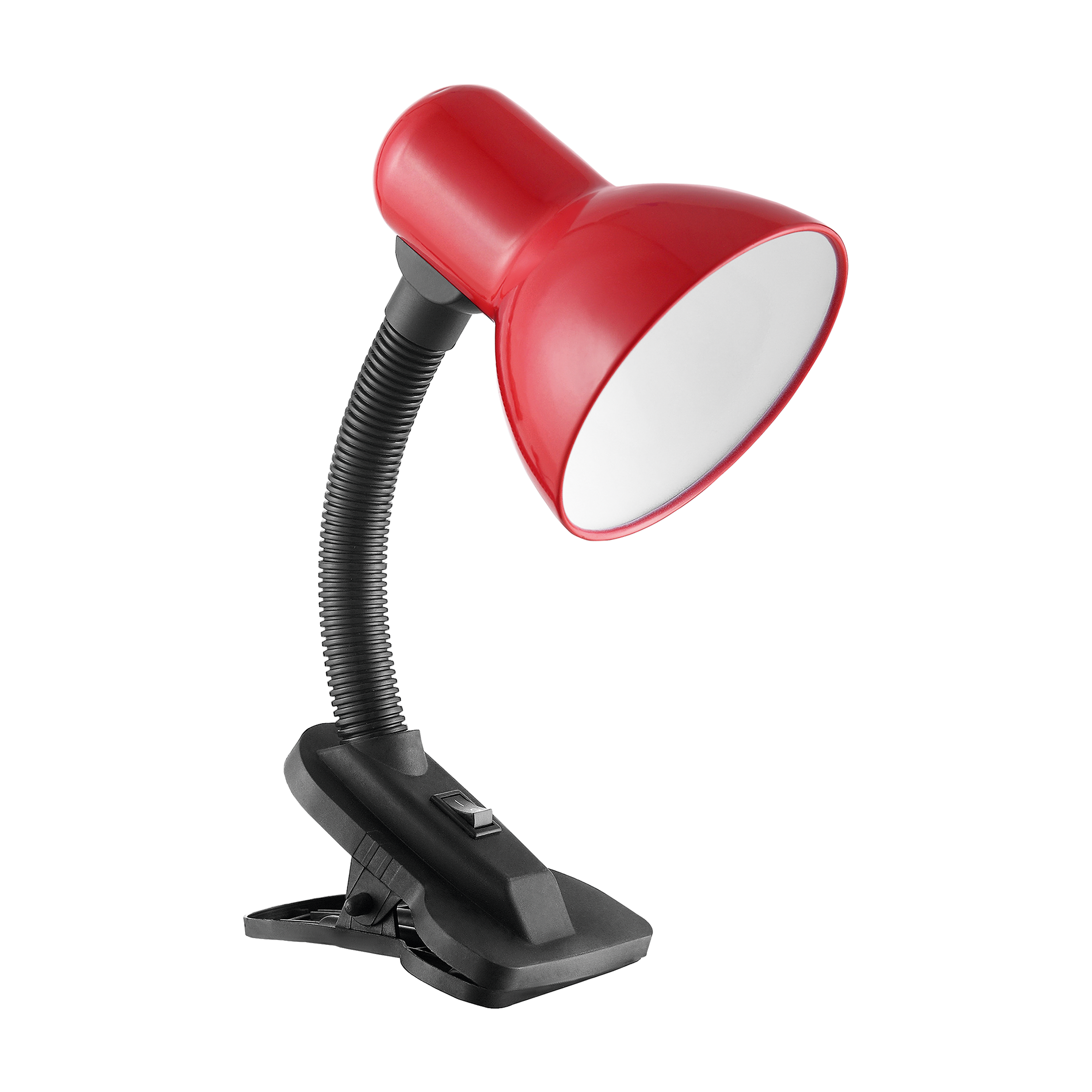 DL-3/R--Praktyczna lampa biurkowa, dostępna w kolorze czarnym, białym lub czerwonym. Zintegrowany z lampą plastikowy klips pozwala na przymocowanie do różnych powierzchni, np. blatu biurka, stołu lub półki. Klosz lampy jest stalowy. Kierunek padania światła 