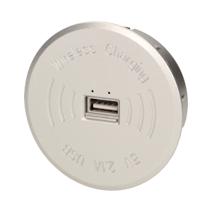 OR-AE-1367/G--Bezprzewodowa ładowarka kompatybilna ze standardem Qi V1.1 współpracuje z wszelkiego rodzaju urządzeniami mobilnymi np. tablety, smartfony, które posiadają funkcję ładowania indukcyjnego. Przeznaczona do montażu w blatach meblowych, biurkach, stołach