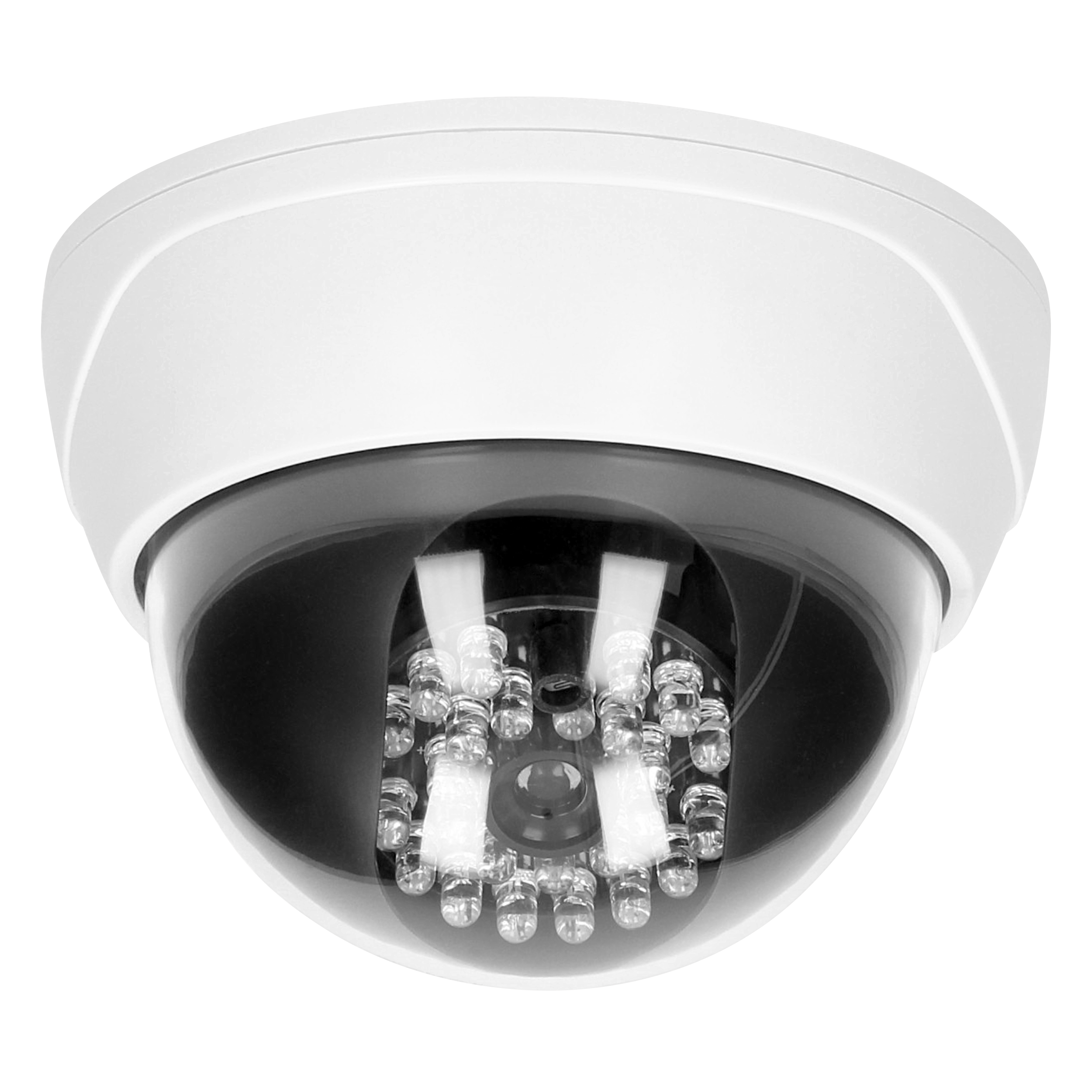 OR-AK-1209--Urządzenie o realnym wyglądzie kamery monitorującej z diodami podczerwieni, które uruchamiane są w nocy. Urządzenie przeznaczone do montażu wewnątrz pomieszczeń.