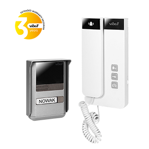 OR-DOM-SL-923--Zestaw domofonowy 2-żyłowy, może być podłączony na zwykłej instalacji dzwonkowej, montaż natynkowy, daszek ochronny w zestawie, podświetlane miejsce na nazwisko, słuchawka magnetyczna, dodatkowe sterowanie bramą, płynna regulacja głośności dzwonka z 