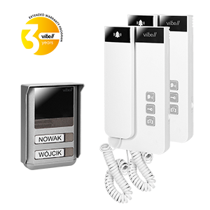 OR-DOM-SL-924--Zestaw domofonowy 2-żyłowy, może być podłączony na zwykłej instalacji dzwonkowej, montaż natynkowy, daszek ochronny w zestawie, podświetlane miejsce na nazwisko, słuchawka magnetyczna, dodatkowe sterowanie bramą, płynna regulacja głośności dzwonka z 