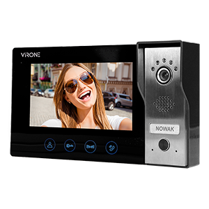 VDP-51--Zestaw wideodomofonowy, kolorowy, ultra płaski monitor bezsłuchawkowy LCD 7", dotykowy panel monitora z podświetlanymi przyciskami, płynna regulacja parametrów monitora (głośności dzwonka i rozmowy oraz jasności i koloru obrazu), 16 dźwięków dzw