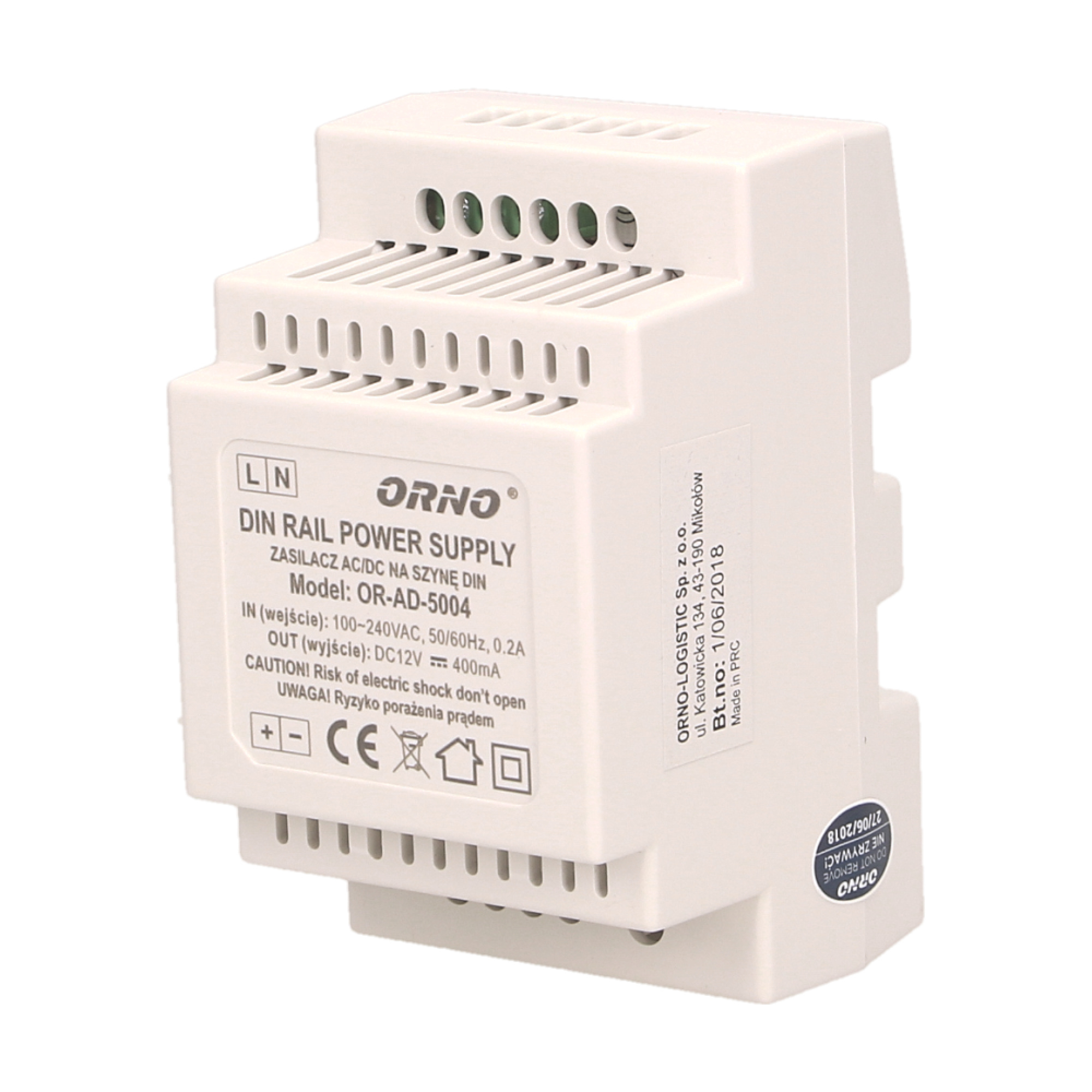 OR-AD-5004--Zasilacz impulsowy, przystosowany do montażu w rozdzielni prądowej na szynę DIN.