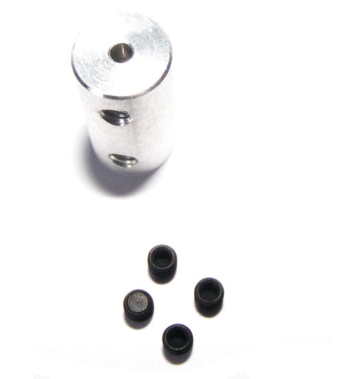 MJ/53019--Kompletny łącznik sztywny 2mm - 2mm o długości 18mm firmy MP-JET umożliwiający połączenie dwóch wałów.  Cena za 1 sztukę.