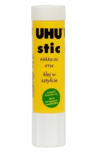 UHU/00025--Klej w sztyfcie przeznaczony głównie do klejenia papieru, zdjęć lub styropianu. Bardzo oszczędny w użyciu - występuje w tubce 40g. Klej nie marszczy papieru oraz nie oddziałuje na niego w żaden negatywny sposób. Klej może być bez problemu zmyty zimną