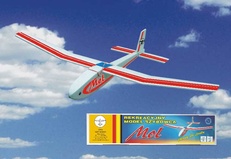 HM/20150--Bardzo prosty w samodzielnym montażu model szkolny szybowca MOL. Model wykonany z pianki.Uwaga: Model jest w wersji KIT - w zestawie są tylko części mechaniczne kadłuba do własnoręcznego złożenia. W zestawie nie ma poszycia, kleju i farb, które trzeb