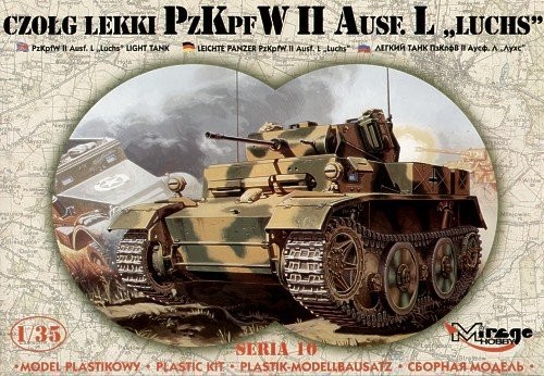 MI/351007--Model do sklejania wiernie odwzorowujący PzKpfw II Ausf L 'LUCHS' Czołg Lekki. Niemiecki czołg lekki, wykorzystywany w pierwszych latach II wojny światowej. Aż do 1941 roku był podstawowym czołgiem w dywizjach pancernych III Rzeszy. Słabe o