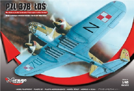 MI/481302--Model do sklejania wiernie odwzorowujący PZL-37B 'ŁOŚ' [Dwusilnikowy średni bombowiec].Zestaw  nie zawiera : czterech farb akrylowch klejupędzelka