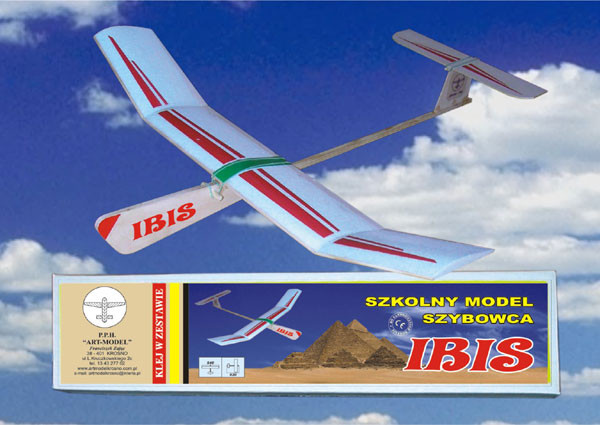 HM/20180--Bardzo prosty w samodzielnym montażu model szkolny szybowca IBIS. Model wykonany z  balsy i elementów sosnowych zawartych w zestawie.Uwaga: Model jest w wersji KIT - w zestawie są tylko części mechaniczne kadłuba do własnoręcznego złożenia. W zestawi