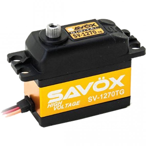 SV-1270TG--Titanium Gear Servo Savox SV-1270TG to mocne serwo cyfrowe. Zbudowane do sprostania ekstremalnym wymaganiom. Super mocne, precyzyjnie wykonane przekładnie z tytanu zapewniają wytrzymałość, która przetrwa intensywne użytkowanie. Idealny do dużych samo