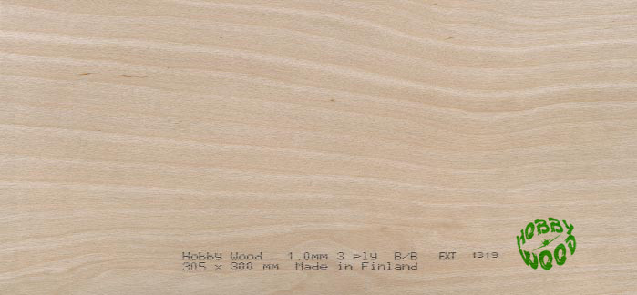 HW/BP-0.4x310x510--Najwyższej jakości fińska sklejka brzozowa o grubości 0,4 mm i wymiarach 310 x 510 mm marki Hobby Wood.
